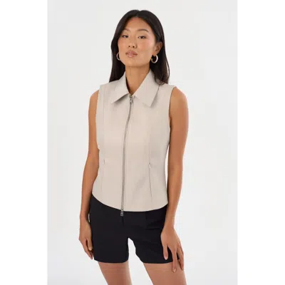 Lamarque Charlie Leather Minimal Vest In Neutral