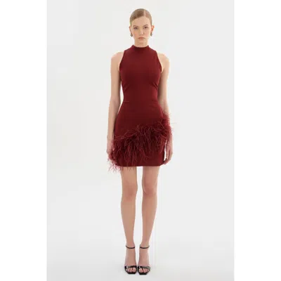 Lamarque Georgina Mock Neck Dress In Red