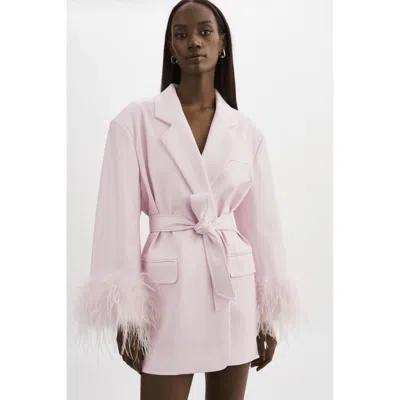 Lamarque Galia Feather Trim Blazer In Neutral