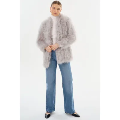 Lamarque Rabea Feather Coat In Gray