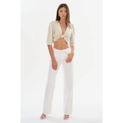 Lamarque Chana Cropped Faux Leather Top In White