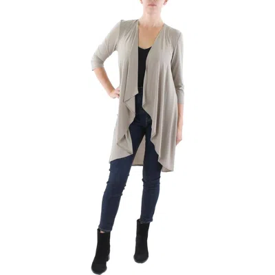 R & M Richards Womens Knit Open Front Duster Blazer In Gray