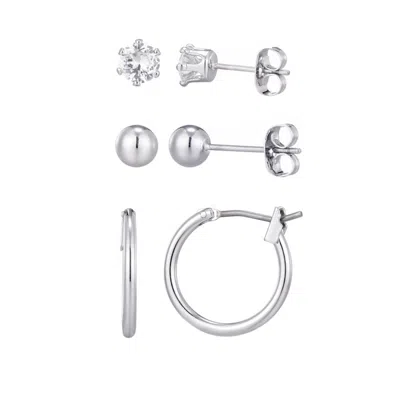 Adornia Set Of 3 Assorted Studs And Hoop Earrings In Metallic