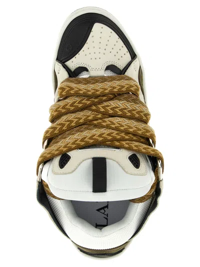 Lanvin Curb Sneakers In Grey Suede And Leather