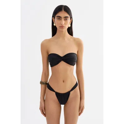 Lamarque Twist Front Bandeau Bikini Top In Black