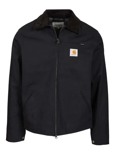 Carhartt Detroit Corduroy-collar Cotton Jacket In Black