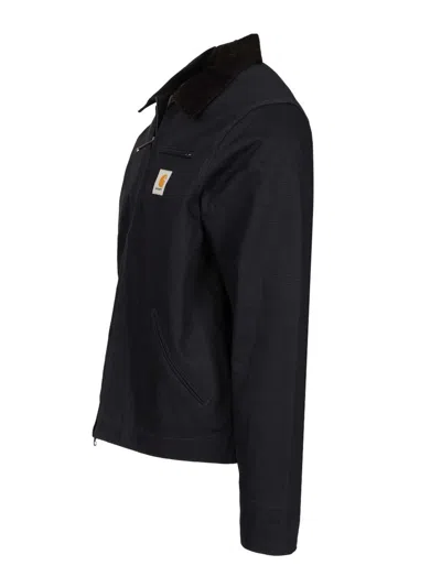 Carhartt Detroit Corduroy-collar Cotton Jacket In Black