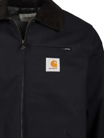 Carhartt Detroit Corduroy-collar Cotton Jacket In Black
