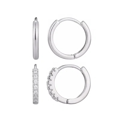 Adornia Set Of 2 Assorted Huggie Hoop Earrings In Metallic