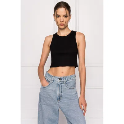 Lamarque Elicia Ribbed Crop Tank Top In Black