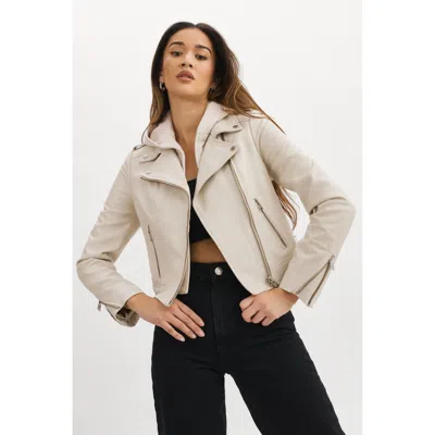 Lamarque Holy Leather Biker Jacket With Removable Hood In Nude