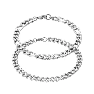 Adornia Tarnish Resistant Set Of 2 Chain Bracelets In Metallic