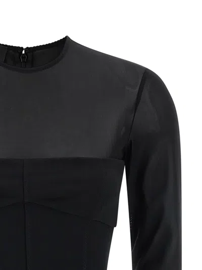 Pinko Dress Featuring Sheer Panel And 3/4 Sleeves In Burgundy