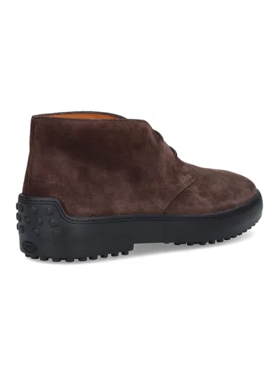 Tod's Suede Gommino Desert Boots In Brown