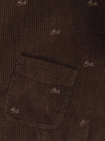 Erl Velvet Shirt In Brown