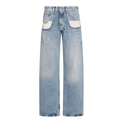Maison Margiela Blue Jeans With Contrast Pockets In Burgundy