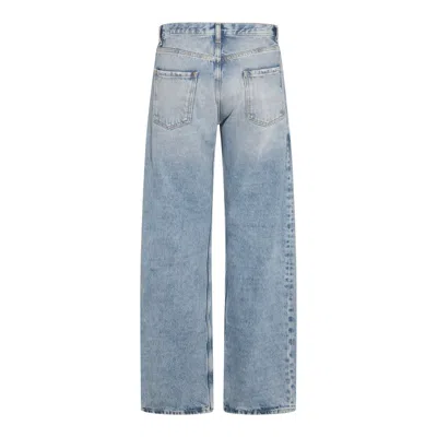 Maison Margiela Blue Jeans With Contrast Pockets In Burgundy