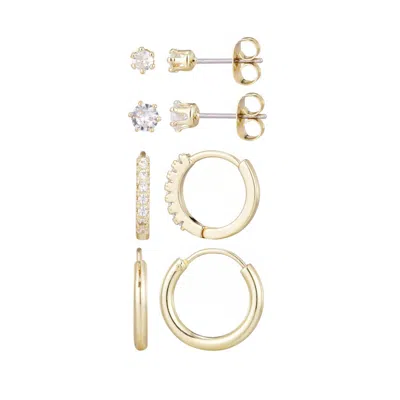 Adornia Set Of 3 Assorted Hoops And Stud Earrings In Gold