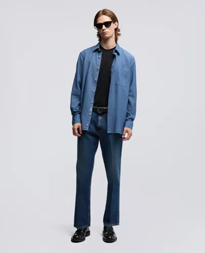 Aspesi Cotton Poplin Shirt With Breast Pocket In Blue