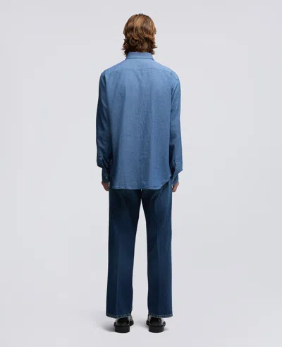 Aspesi Cotton Poplin Shirt With Breast Pocket In Blue