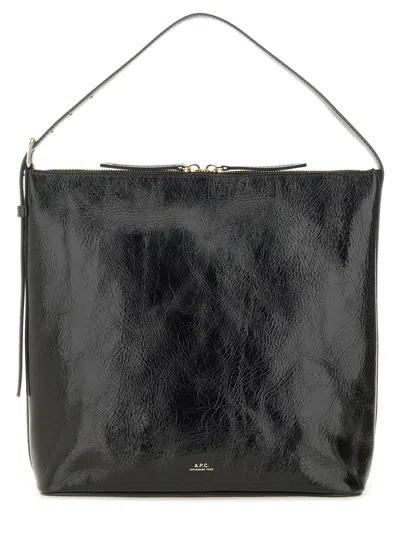 Apc Textured Shoulder Bag Adjustable Strap In Black