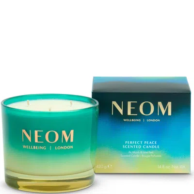 Neom Perfect Peace 3 Wick Candle 420g In Green