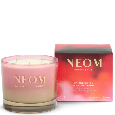 Neom Sparkling Joy 3 Wick Candle 420g In Pink