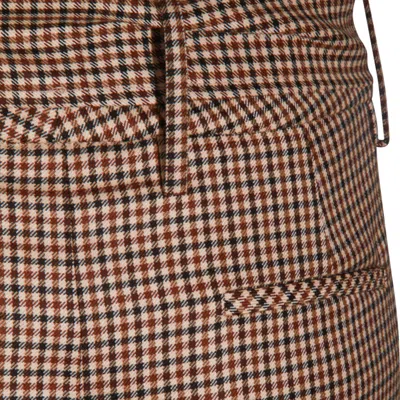 Incotex High Waist Wide Leg Checked Trousers Bow Detail In Brown