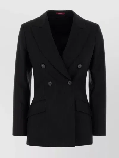Gucci Embroidered Wool Blazer With Notched Lapels And Pockets In Black