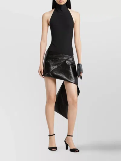 Courrèges Side-drape Vinyl Mini Skirt In Black