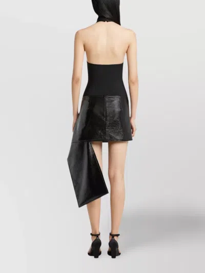 Courrèges Side-drape Vinyl Mini Skirt In Black
