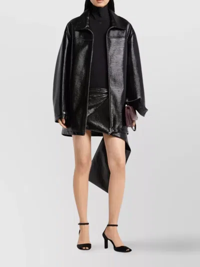 Courrèges Courreges 'vinyl' Black Cotton Blend Jacket Women In Black