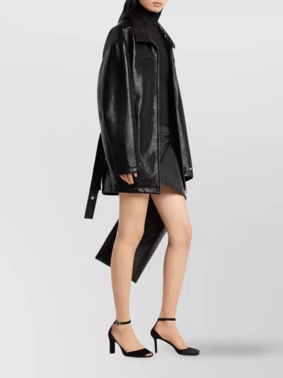 Courrèges Courreges 'vinyl' Black Cotton Blend Jacket Women In Black