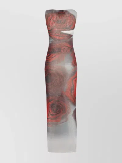 Jean Paul Gaultier Floral Maxi Dress Boat Neckline In Multi