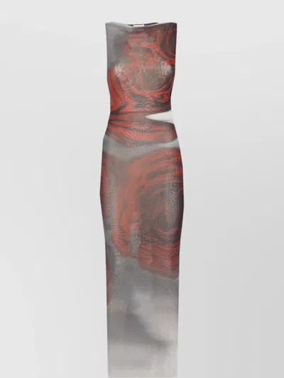 Jean Paul Gaultier Floral Maxi Dress Boat Neckline In Multi