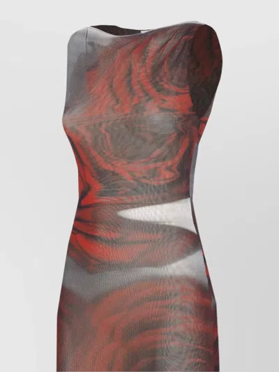 Jean Paul Gaultier Floral Maxi Dress Boat Neckline In Multi