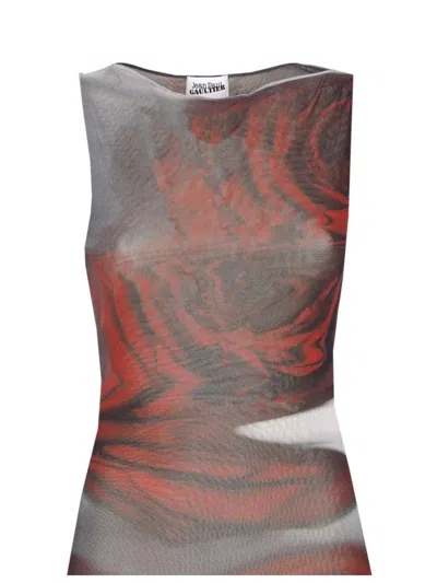 Jean Paul Gaultier Floral Maxi Dress Boat Neckline In Multi