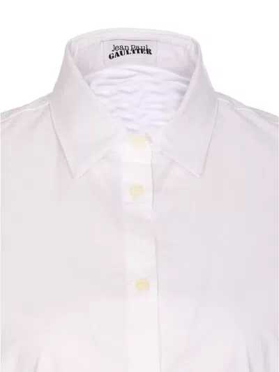 Jean Paul Gaultier Collared Long Sleeve Shirt With Unique Hem In White