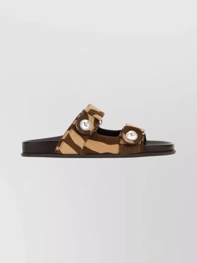 Jimmy Choo Faux Pearl-embellished Zebra-print Calf Hair Sandals In Brown