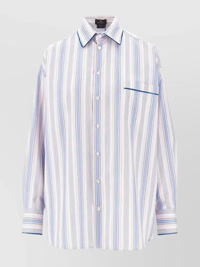 Etro Striped Cotton Shirt In White