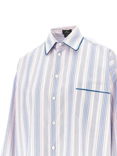 Etro Striped Cotton Shirt In White