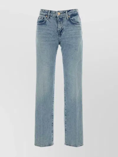 7 For All Mankind Faded Wash Five-pocket Denim Trousers In Blue