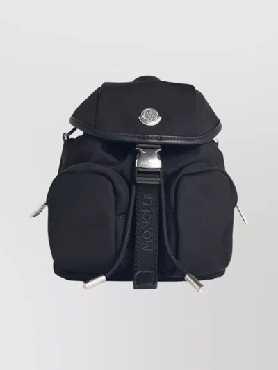 Moncler Versatile Polyester Backpack Adjustable Straps In Black