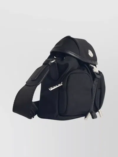 Moncler Versatile Polyester Backpack Adjustable Straps In Black