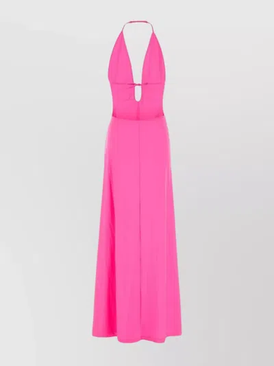 Balenciaga Long Halter Neck Dress Keyhole Detail In Pink
