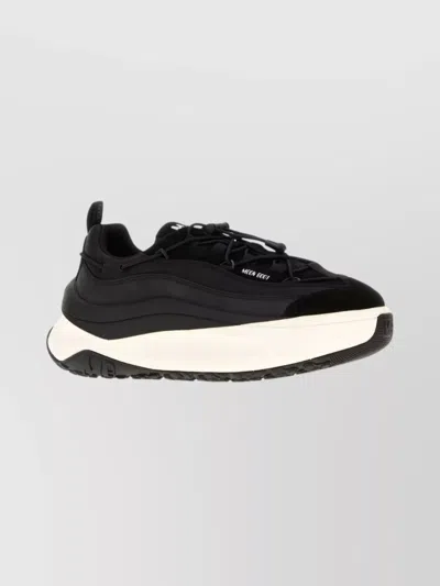 Moon Boot Fabric Sneakers With Chunky Sole And Pull Tab In Black