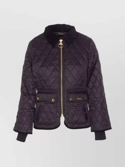 Barbour Quilted Jacket With Long Sleeves And Pockets In Brown