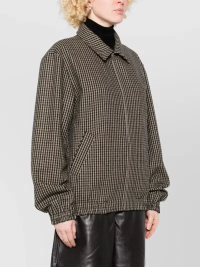 Apc Checkered Jacket With Collared Neck And Pockets In Brown