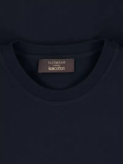 Zanone Crew Neck Short Sleeve Basic T-shirt In Blue