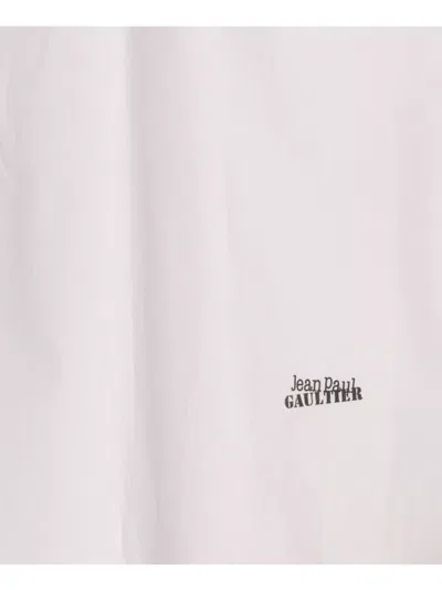 Jean Paul Gaultier Graphic Print Long Sleeve Collared Top In White